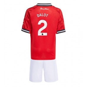 Manchester United Diogo Dalot #2 Primera Equipación Niños 2025-26 Manga Corta (+ Pantalones cortos)